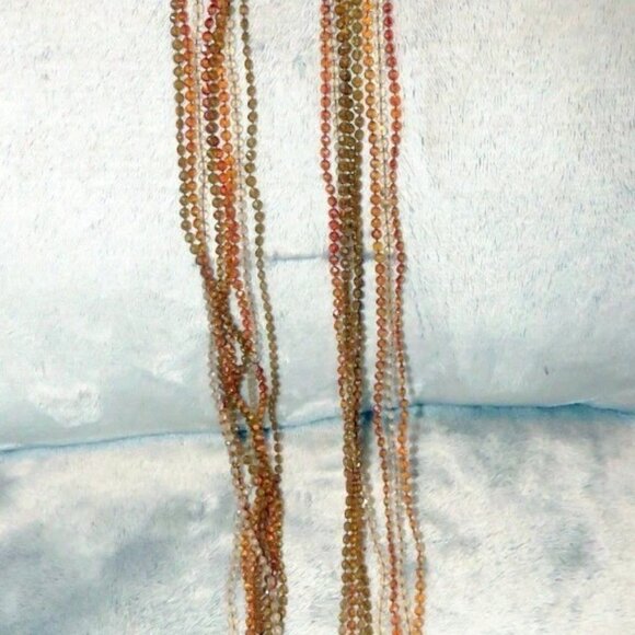 Lot 2 Vintage Bead Necklaces (Plastic) -8 Multi Strand Amber 48"/Light Blue 58" - Picture 11 of 16